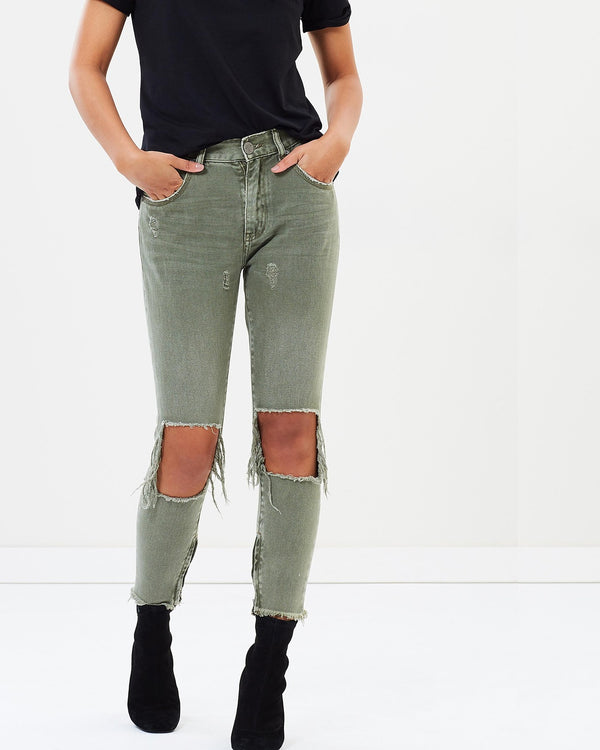 SUPER KHAKI HIGH WAIST FREEBIRDS SKINNY PANT