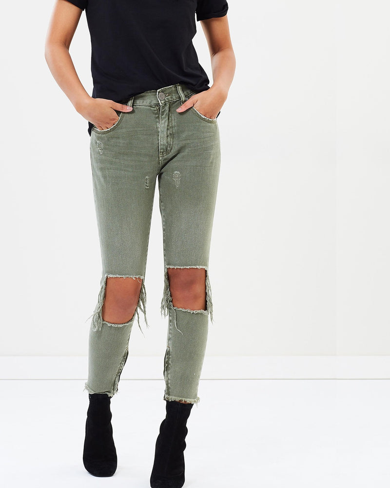 SUPER KHAKI HIGH WAIST FREEBIRDS SKINNY PANT