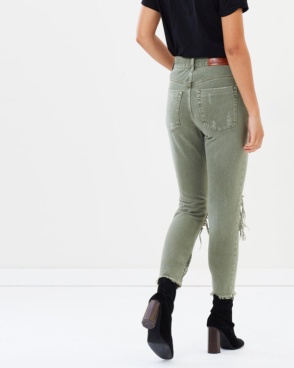 SUPER KHAKI HIGH WAIST FREEBIRDS SKINNY PANT