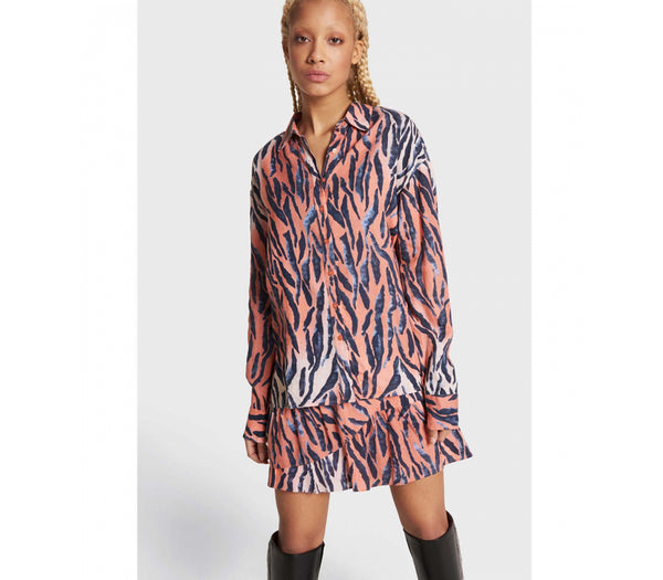 ABSTRACT LINEN OVERSIZED BLOUSE